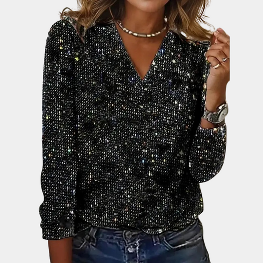 Louaya - Elegancki damski top z brokatem