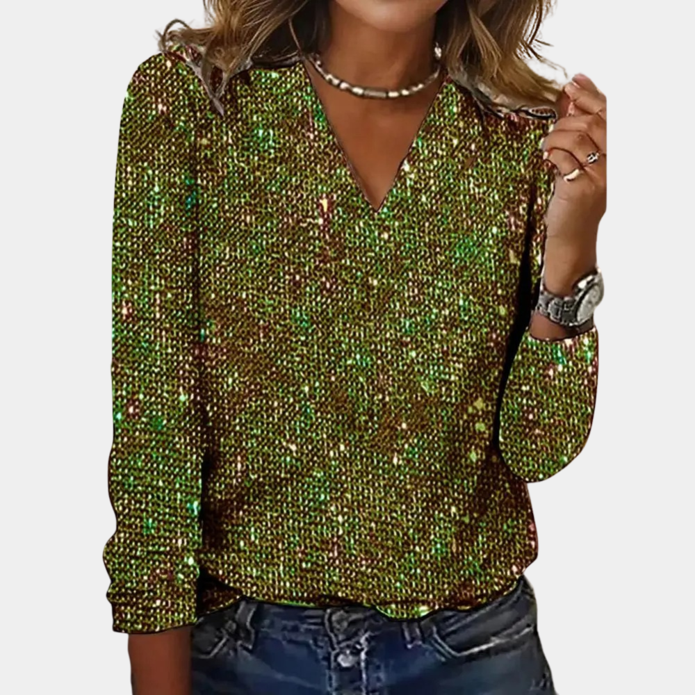 Louaya - Elegancki damski top z brokatem