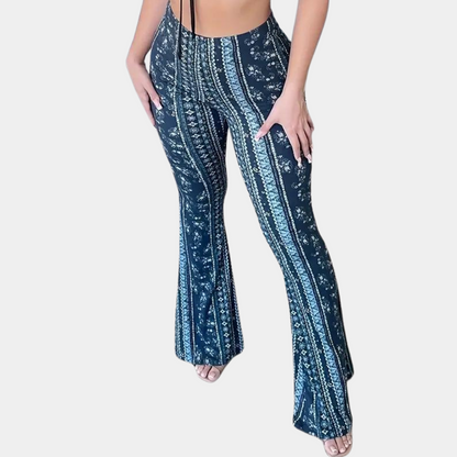 Elvera - Rozkloszowane spodnie damskie w stylu boho