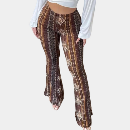 Elvera - Rozkloszowane spodnie damskie w stylu boho