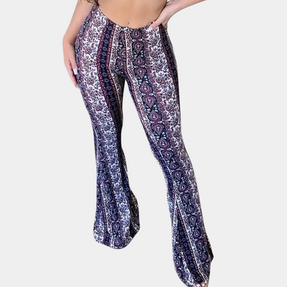 Elvera - Rozkloszowane spodnie damskie w stylu boho