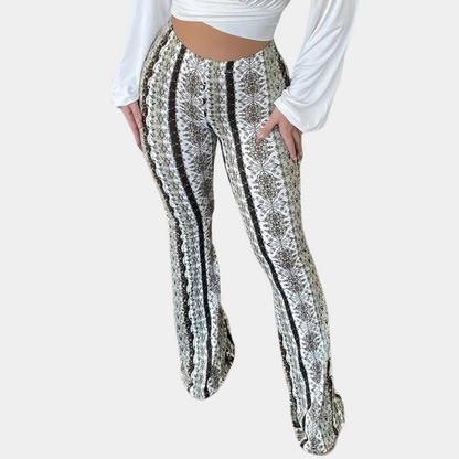 Elvera - Rozkloszowane spodnie damskie w stylu boho