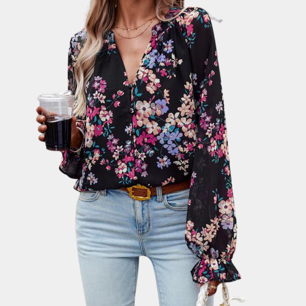 Elegancka bluzka damska w kwiaty