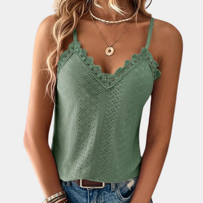 Stylowy damski top z dekoltem w szpic