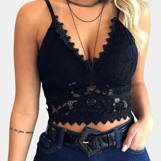 Stylowy damski top z koronki w kwiaty