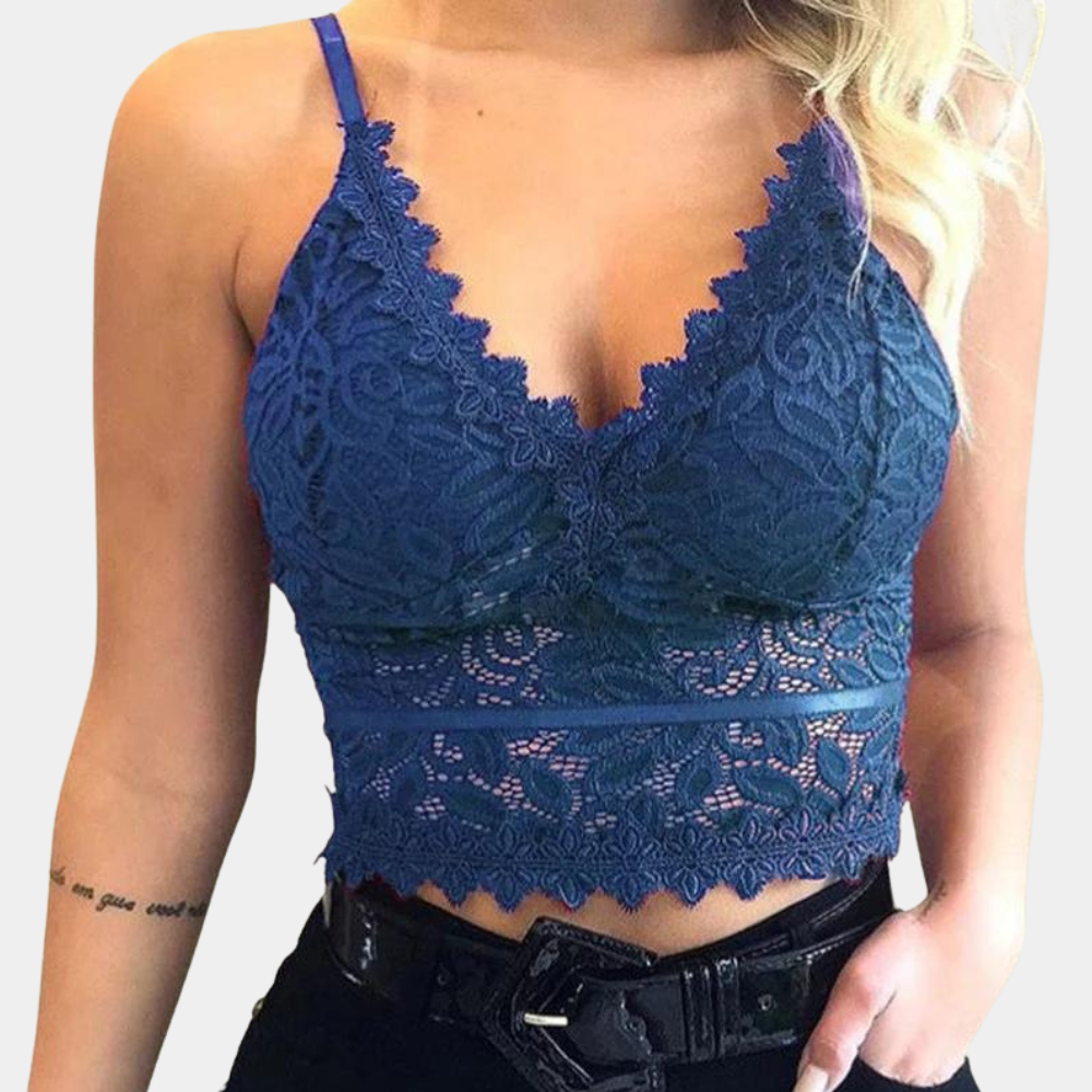 Stylowy damski top z koronki w kwiaty