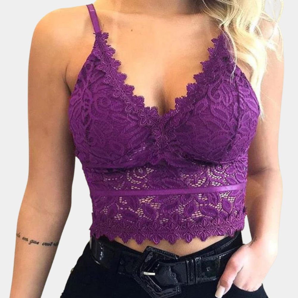 Stylowy damski top z koronki w kwiaty