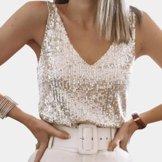 Elegancki damski top z brokatem