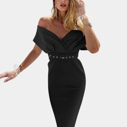 Elegancka sukienka wieczorowa z odkrytymi ramionami dla kobiet