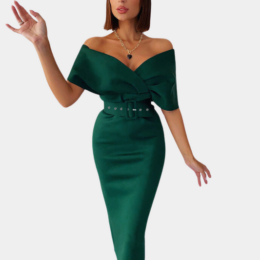 Elegancka sukienka wieczorowa z odkrytymi ramionami dla kobiet