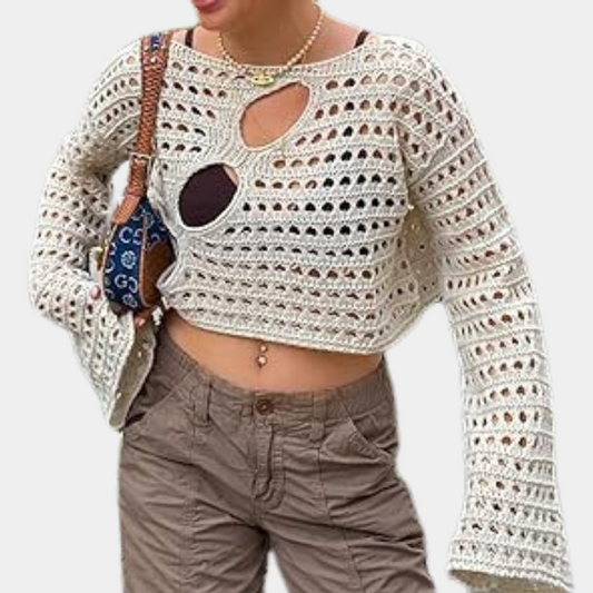 Nowoczesny damski crop top z dzianiny