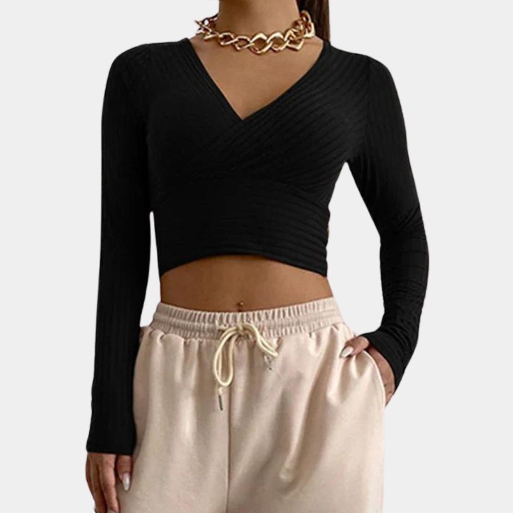 Stylowy damski crop top z długim rękawem