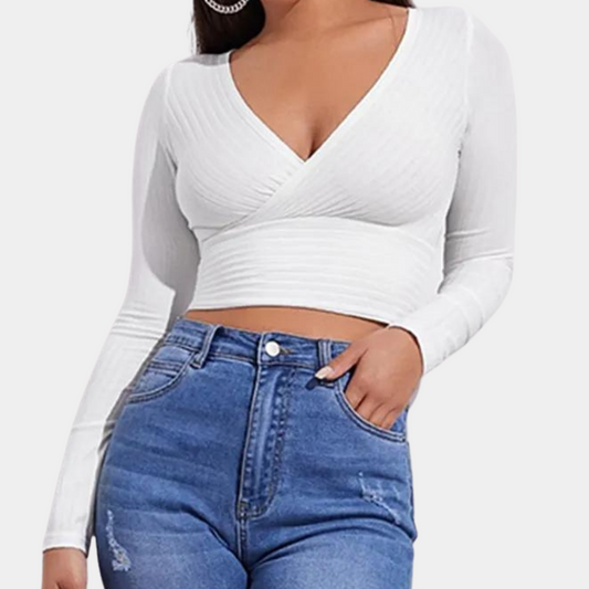 Stylowy damski crop top z długim rękawem