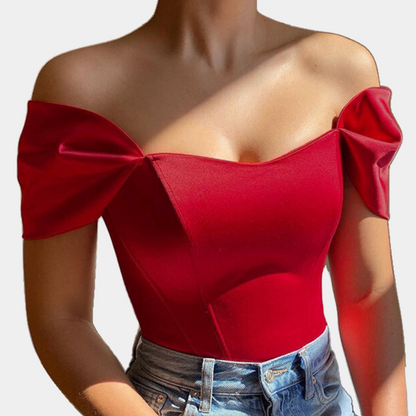 Elegancki top damski z odkrytymi ramionami