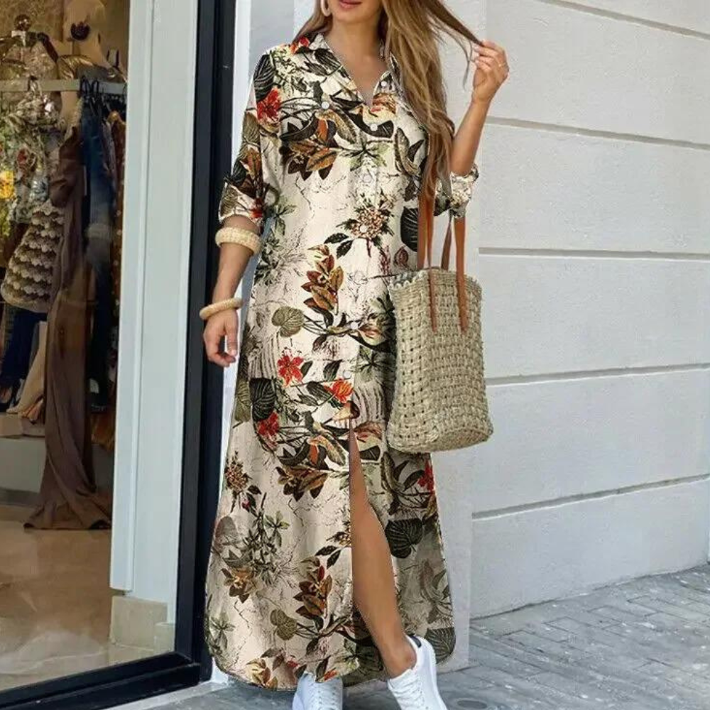 Modna sukienka w kwiaty dla kobiet