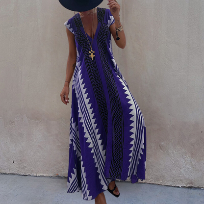Adelina - Geometryczna sukienka maxi w stylu boho