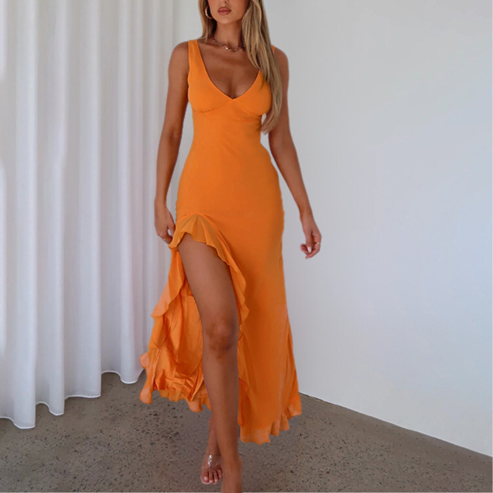 Ileana - Elegancka sukienka z falbankami dla kobiet