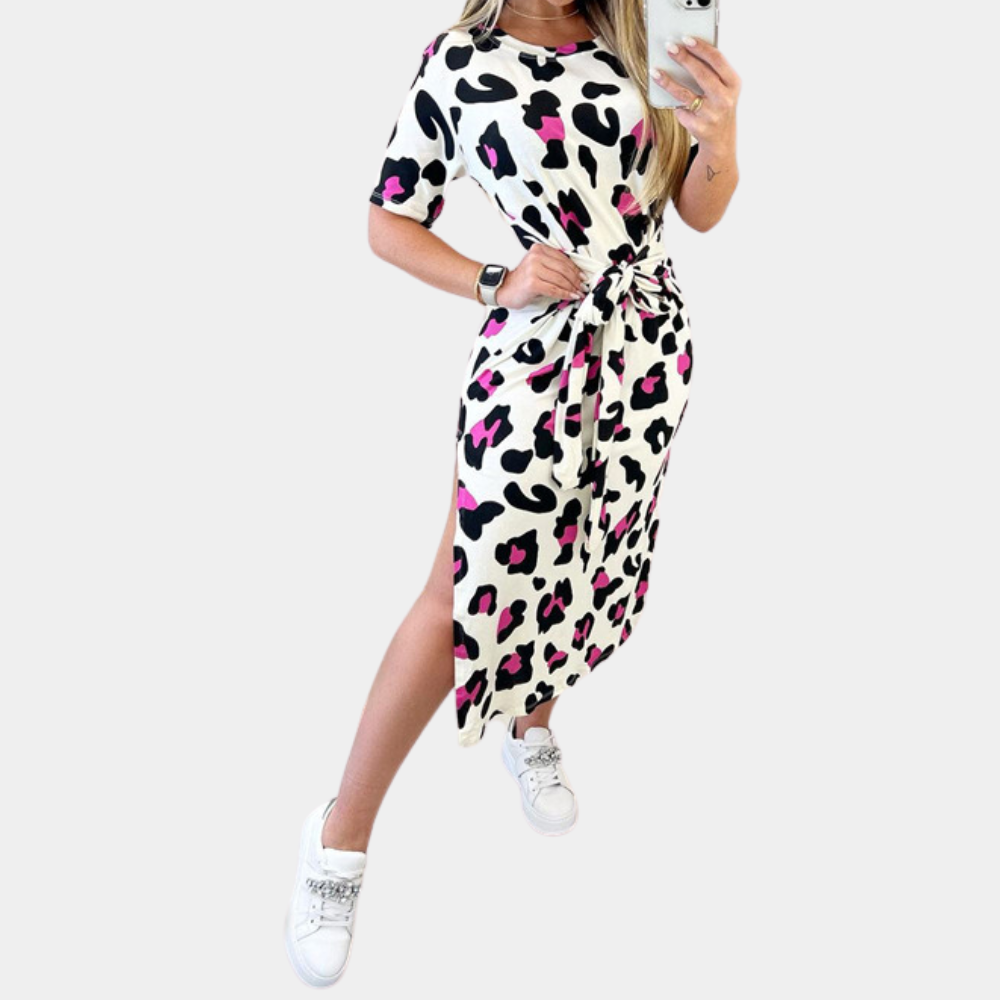 Katya - Casualowa sukienka z nadrukiem lamparta