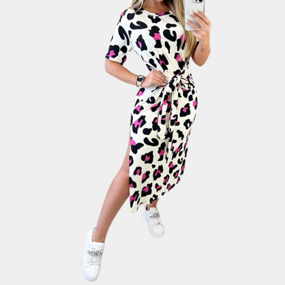 Katya - Casualowa sukienka z nadrukiem lamparta