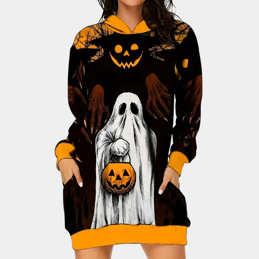 Cili - Halloweenowa sukienka z kapturem dla pań