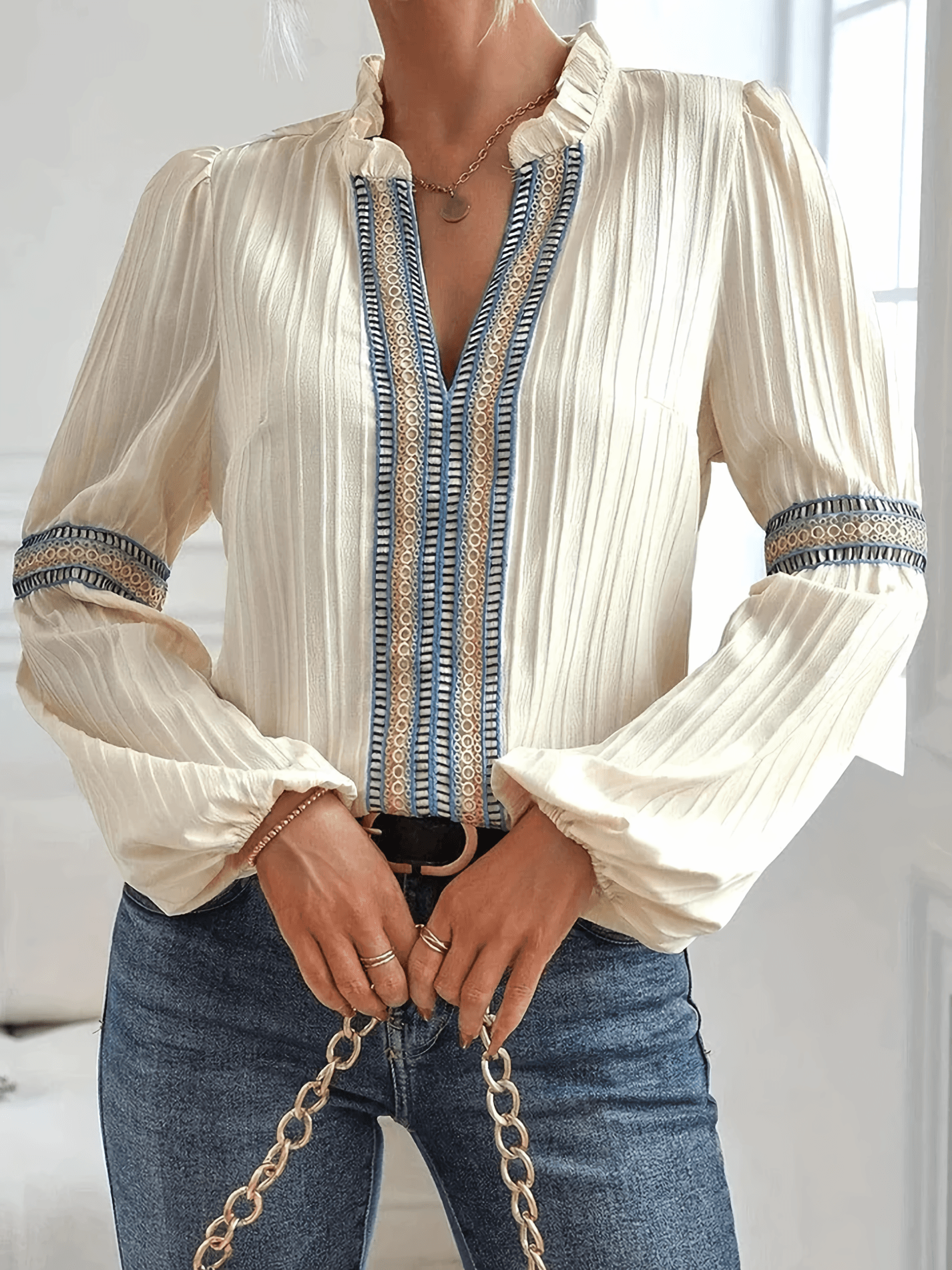 Bluzka damska - Elegancka - Luksusowa bawełna - Idealna na każdą okazję