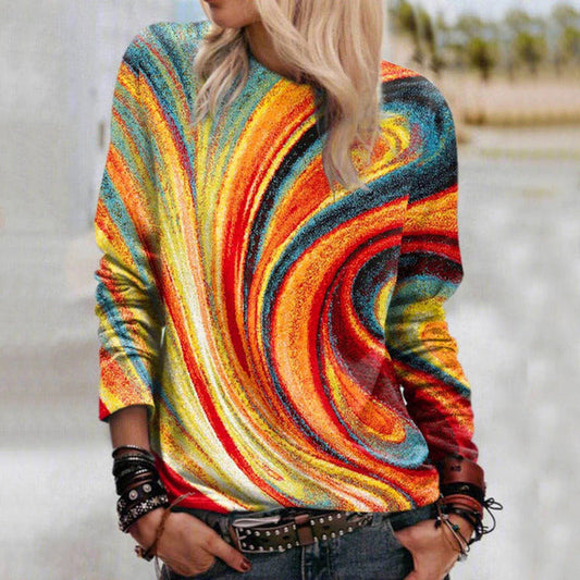 Sweter z nadrukiem olejowym dla kobiet