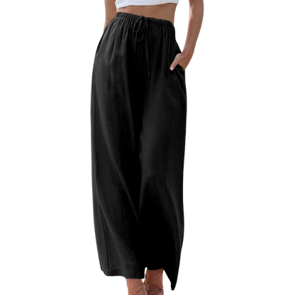 Mila | Szerokie spodnie ze sznurkiem | Casual Comfort | Przewiewna wiskoza