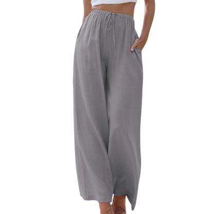 Mila | Szerokie spodnie ze sznurkiem | Casual Comfort | Przewiewna wiskoza
