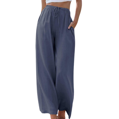 Mila | Szerokie spodnie ze sznurkiem | Casual Comfort | Przewiewna wiskoza