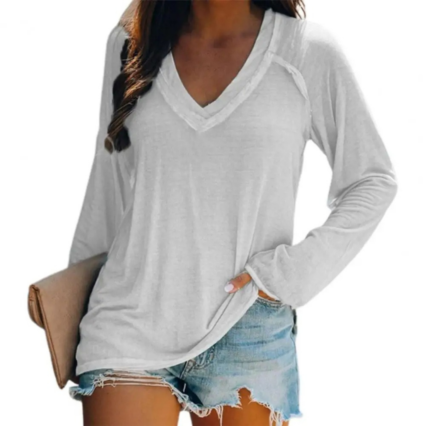Koszula Sahira | Casualowa koszula z długim rękawem V-neck