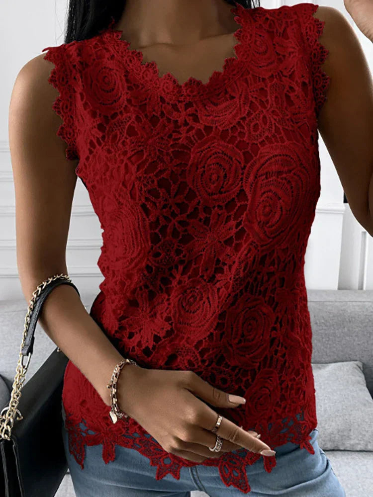 Damski koronkowy top w stylu vintage