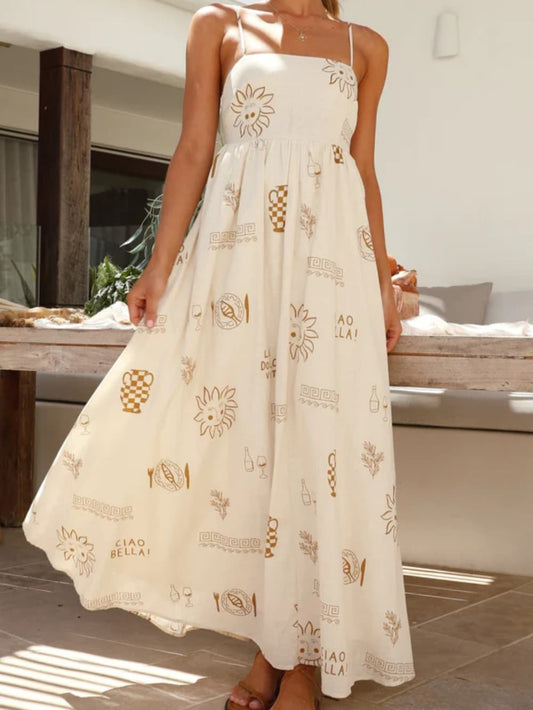 Emersyn - Cool Falling Halter Maxi Dress z ramiączkami spaghetti