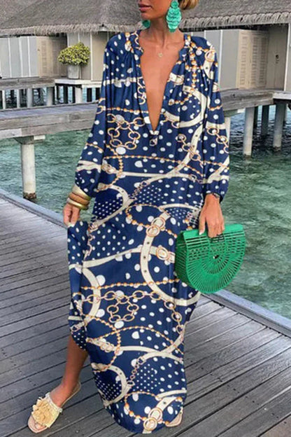 Helena - Elegancka luźna sukienka z długim rękawem