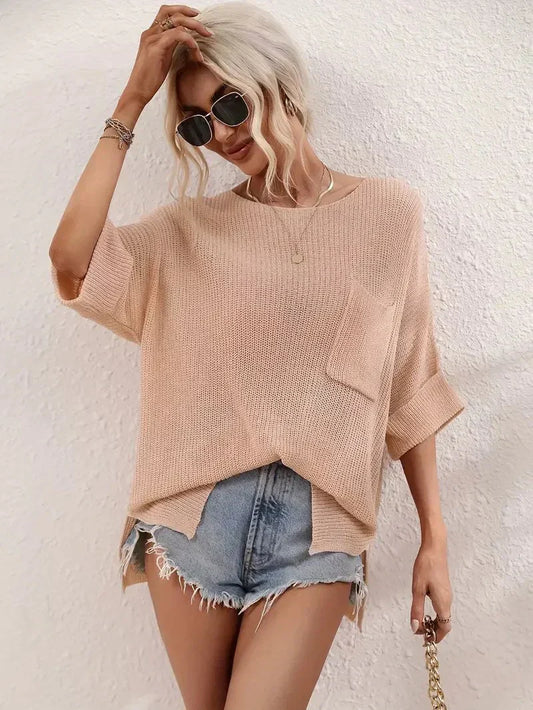 Dzianinowa bluzka oversize na lato | feline