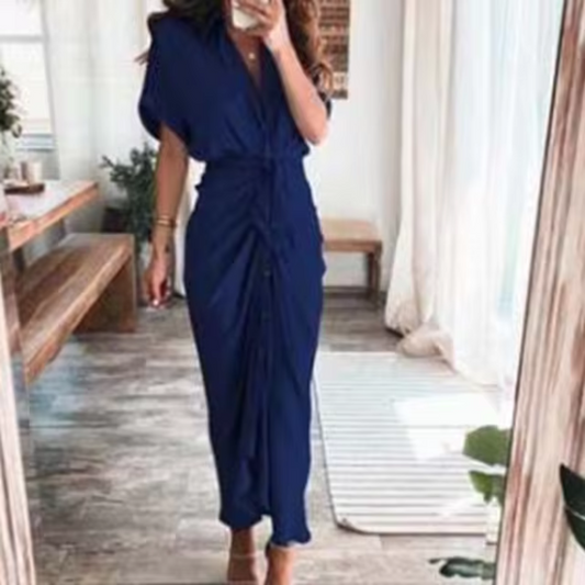Gabrielle - Elegancka długa sukienka z wysoką talią