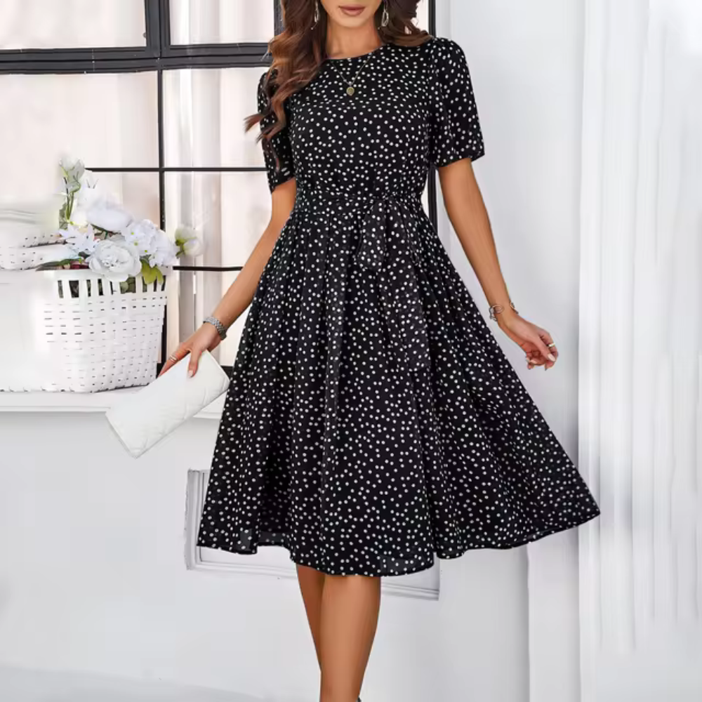 Giulia - Elegancka koronkowa sukienka w kropki