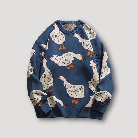 Taylor - Graficzny sweter z gęsim i kaczym wzorem
