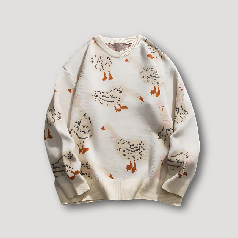 Taylor - Graficzny sweter z gęsim i kaczym wzorem