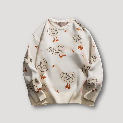 Taylor - Graficzny sweter z gęsim i kaczym wzorem