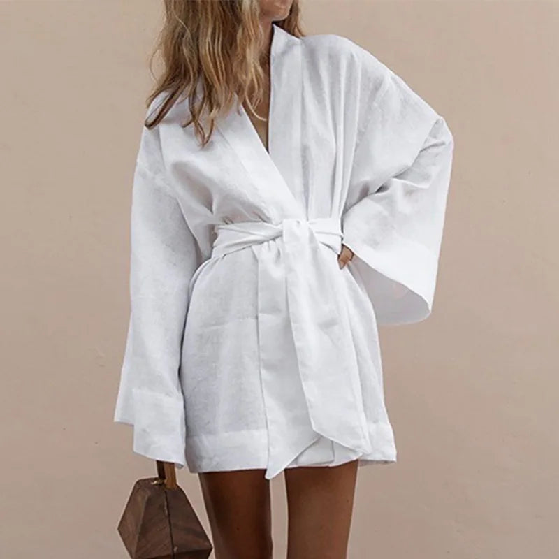 Letnia sukienka z dekoltem V w stylu kimono
