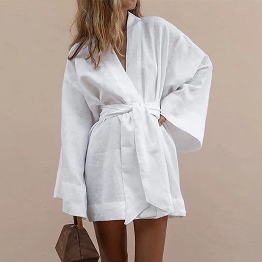 Letnia sukienka z dekoltem V w stylu kimono