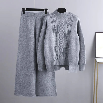 Heidi Fashion - Swobodny i stylowy jesienny zestaw damski składający się ze swetra i spodni