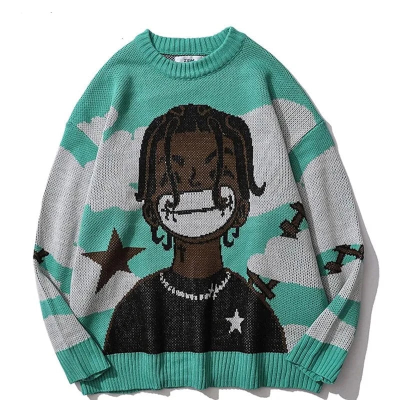 Sybil - oversizowy sweter damski z dzianiny anime