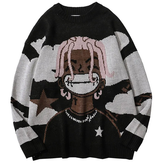 Sybil - oversizowy sweter damski z dzianiny anime