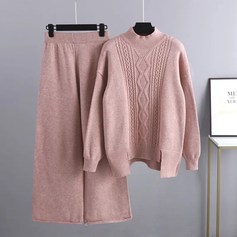 Heidi Fashion - Swobodny i stylowy jesienny zestaw damski składający się ze swetra i spodni