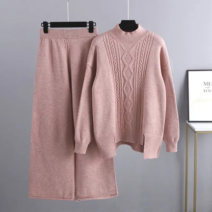Heidi Fashion - Swobodny i stylowy jesienny zestaw damski składający się ze swetra i spodni