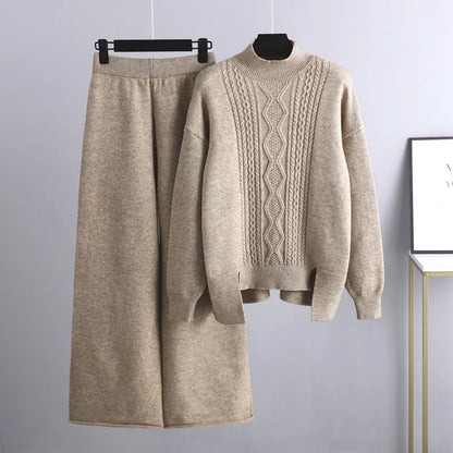 Heidi Fashion - Swobodny i stylowy jesienny zestaw damski składający się ze swetra i spodni