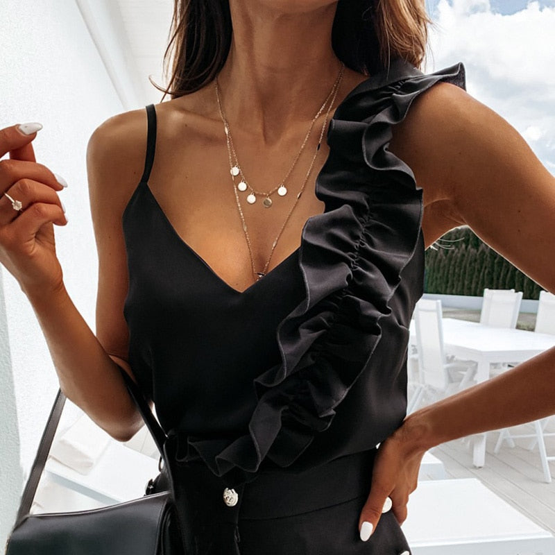 Lorraine - Top na jedno ramię z falbanką dla kobiet - Szykowny i modny