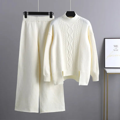 Heidi Fashion - Swobodny i stylowy jesienny zestaw damski składający się ze swetra i spodni