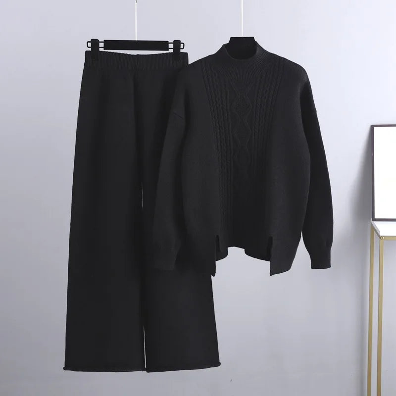 Heidi Fashion - Swobodny i stylowy jesienny zestaw damski składający się ze swetra i spodni